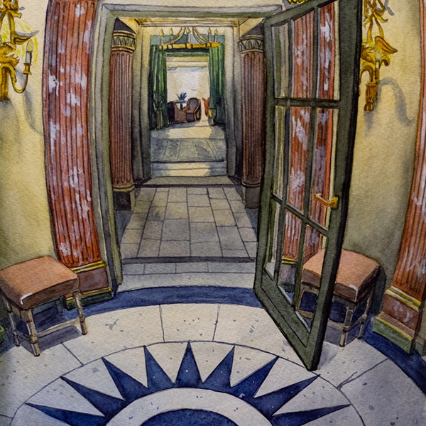 Lire la suite à propos de l’article Aquarelle de la rotonde de l&rsquo;hôtel « L&rsquo;Hôtel », Paris